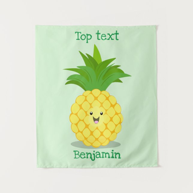 Niedliche Darstellung des Cartoon von Ananas Wandteppich (Vorderseite)