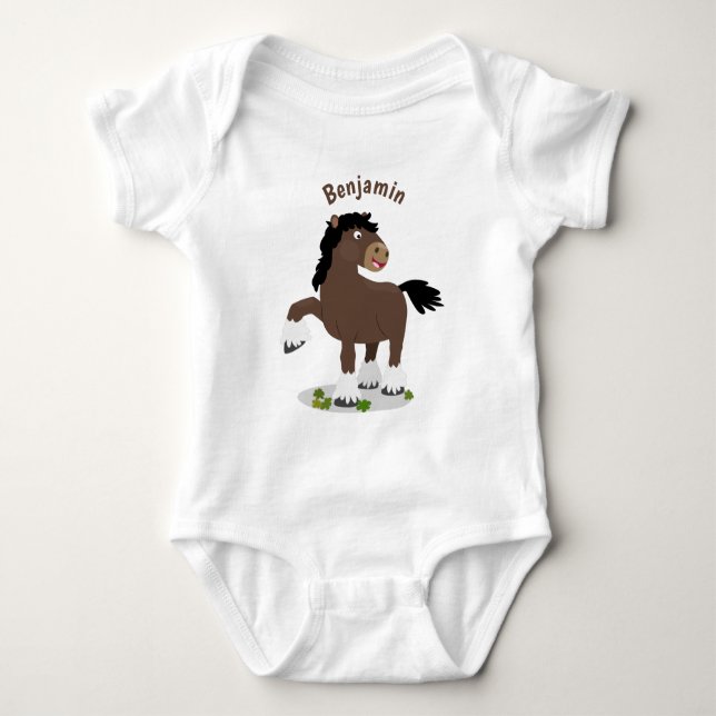 Niedliche Darstellung des Cartoon von Clydesdale Baby Strampler (Vorderseite)