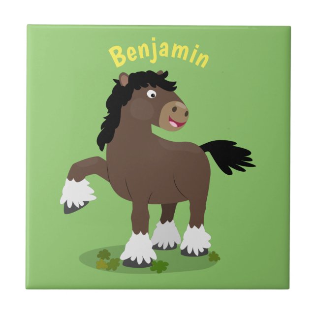 Niedliche Darstellung des Cartoon von Clydesdale Fliese (Vorderseite)