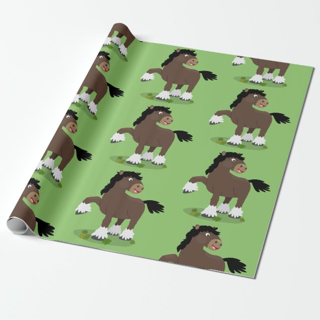 Niedliche Darstellung des Cartoon von Clydesdale Geschenkpapier (Ungerollt)