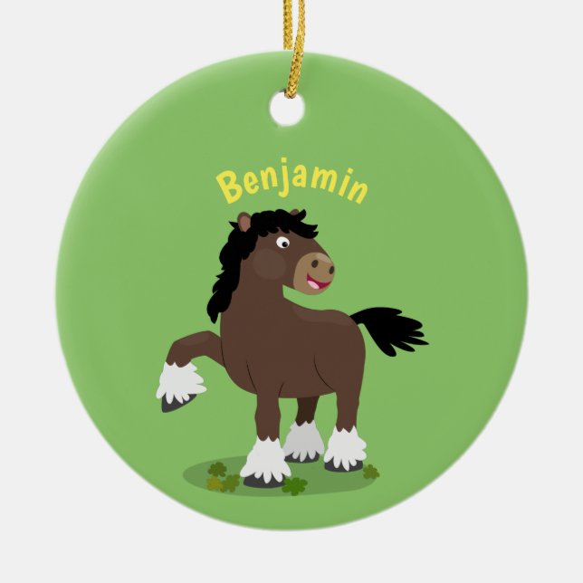 Niedliche Darstellung des Cartoon von Clydesdale Keramik Ornament (Vorne)
