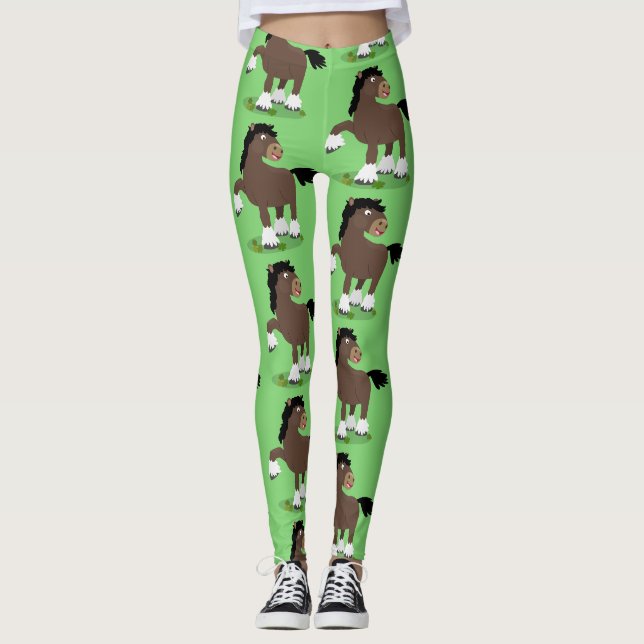 Niedliche Darstellung des Cartoon von Clydesdale Leggings (Vorderseite)