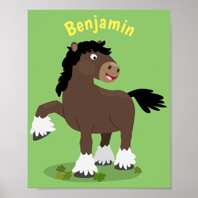 Niedliche Darstellung des Cartoon von Clydesdale Poster (Vorne)