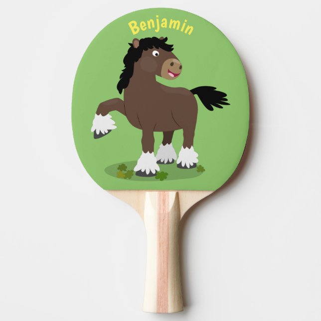Niedliche Darstellung des Cartoon von Clydesdale Tischtennis Schläger (Vorderseite)
