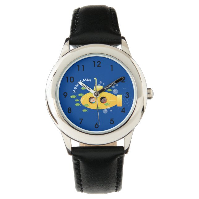 Niedliche Darstellung des Cartoon von Unterseefisc Armbanduhr (Vorderseite)