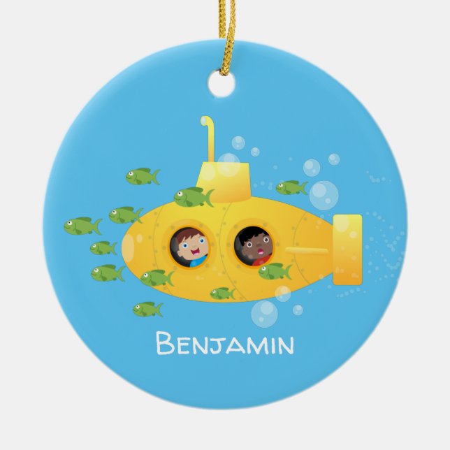 Niedliche Darstellung des Cartoon von Unterseefisc Keramik Ornament (Vorne)