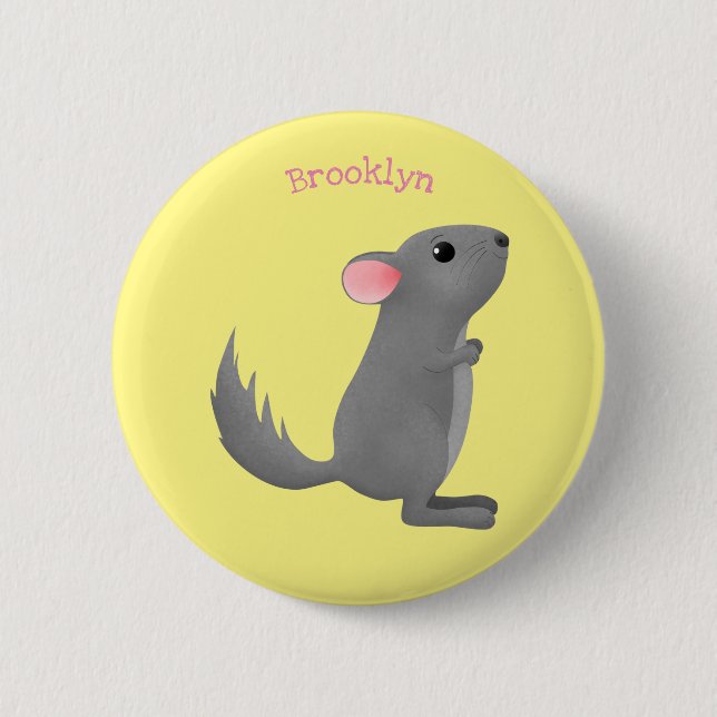 Niedliche Darstellung des Chinchilla-Cartoon Button (Vorderseite)