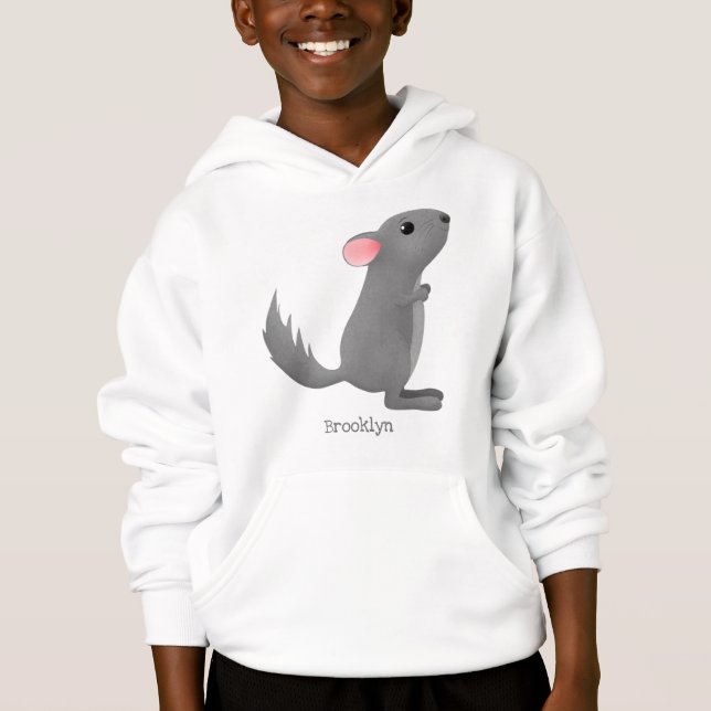 Niedliche Darstellung des Chinchilla-Cartoon Hoodie (Vorderseite)