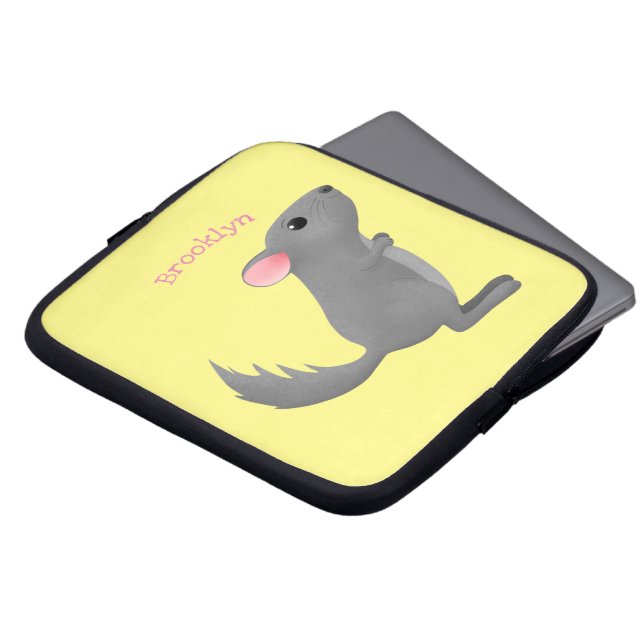 Niedliche Darstellung des Chinchilla-Cartoon Laptopschutzhülle (Vorne Oben)