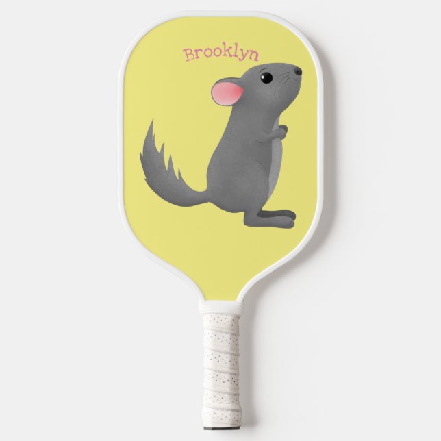 Niedliche Darstellung des Chinchilla-Cartoon Pickleball Schläger (Vorderseite)