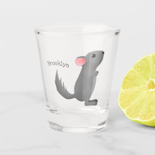 Niedliche Darstellung des Chinchilla-Cartoon Schnapsglas