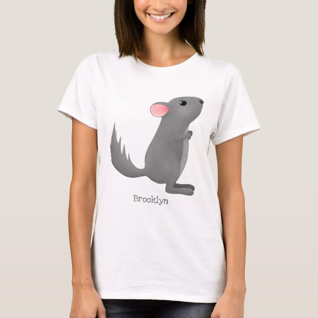 Niedliche Darstellung des Chinchilla-Cartoon T-Shirt (Vorderseite)