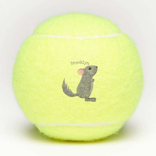 Niedliche Darstellung des Chinchilla-Cartoon Tennisbälle (Vorderseite)