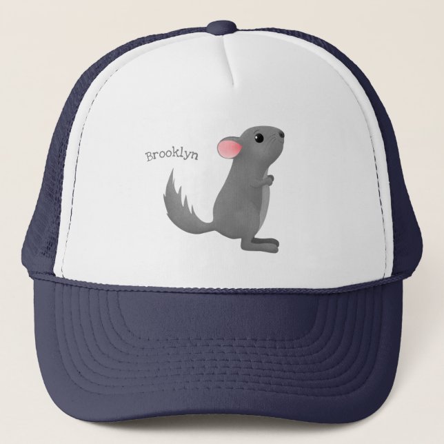 Niedliche Darstellung des Chinchilla-Cartoon Truckerkappe (Vorderseite)