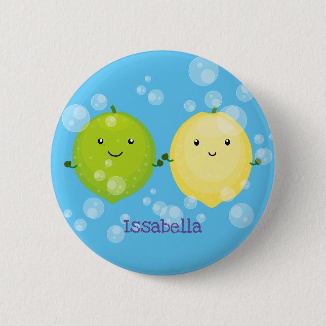 Niedliche Darstellung des Limonen Cartoon Button (Vorderseite)