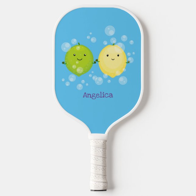 Niedliche Darstellung des Limonen Cartoon Pickleball Schläger (Vorderseite)
