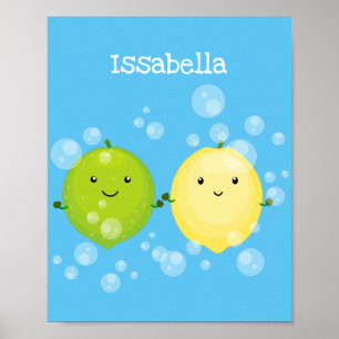 Niedliche Darstellung des Limonen Cartoon Poster