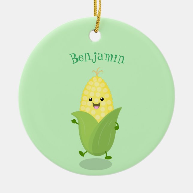 Niedliche Darstellung des Mais-Cartoon Keramik Ornament (Vorne)
