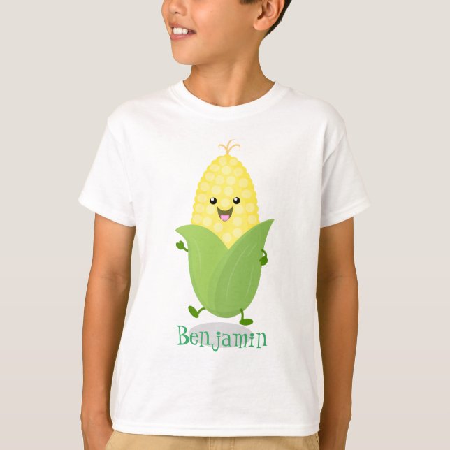 Niedliche Darstellung des Mais-Cartoon T-Shirt (Vorderseite)