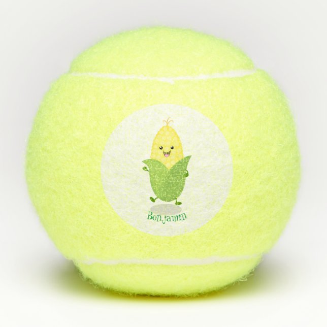 Niedliche Darstellung des Mais-Cartoon Tennisbälle (Vorderseite)