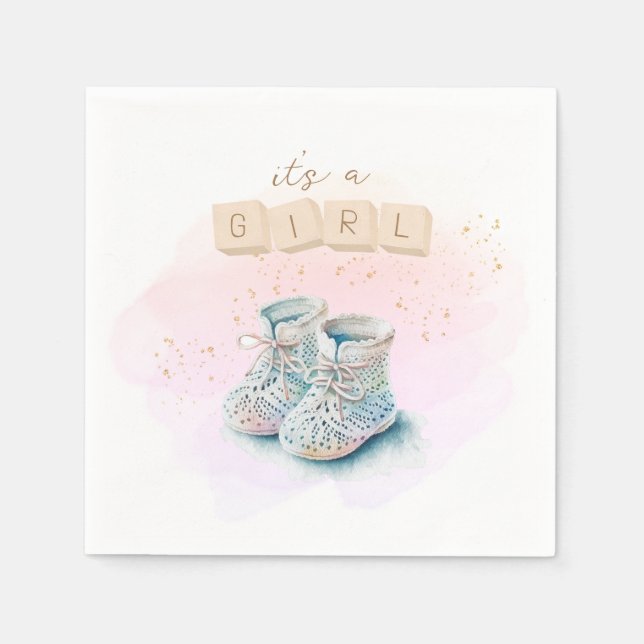 Niedliche Darstellung des weiblichen Babyschuhgesc Serviette (Vorderseite)
