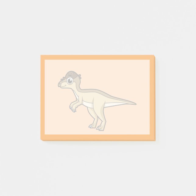 Niedliche Darstellung eines Pachycephalosaurus-Din Post-it Klebezettel (Vorderseite)