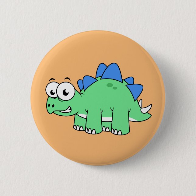 Niedliche Darstellung eines Stegosaurus. 2 Button (Vorderseite)