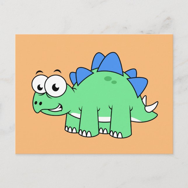 Niedliche Darstellung eines Stegosaurus. 2 Postkarte (Vorderseite)