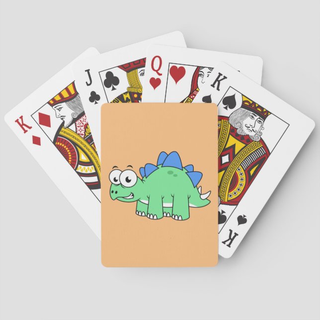 Niedliche Darstellung eines Stegosaurus. 2 Spielkarten (Rückseite)