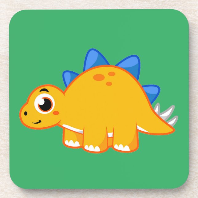 Niedliche Darstellung eines Stegosaurus. Getränkeuntersetzer (Vorderseite)
