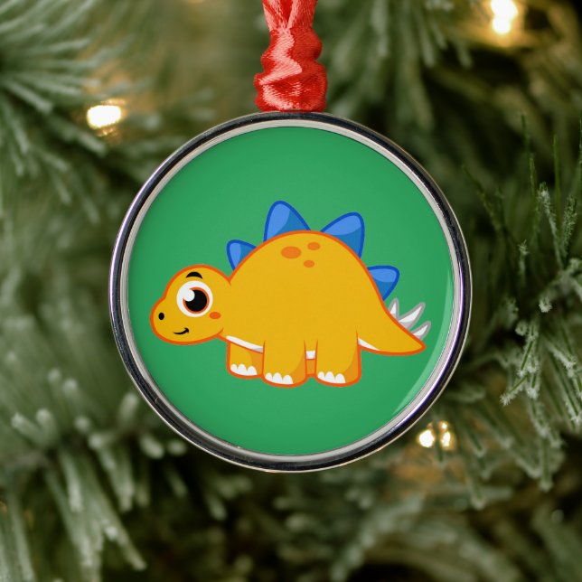 Niedliche Darstellung eines Stegosaurus. Ornament Aus Metall (Baum)