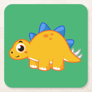 Niedliche Darstellung eines Stegosaurus. Rechteckiger Pappuntersetzer