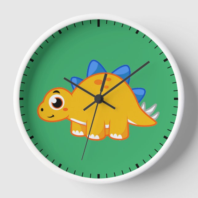 Niedliche Darstellung eines Stegosaurus. Uhr (Vorderseite)