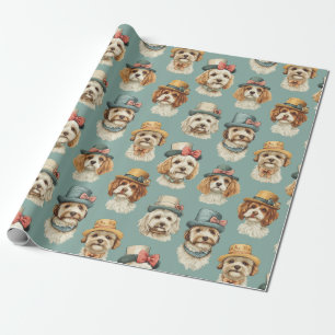 Niedliche Darstellung von Hunden in Haten Geschenkpapier