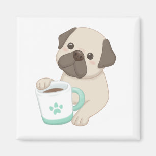 Niedliche Darstellung von Hunden und Tasse Magnet