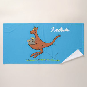 Niedliche Darstellung von Känguru und Koalas-Carto Badhandtuch Set