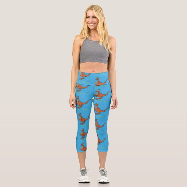 Niedliche Darstellung von Känguru und Koalas-Carto Capri Leggings (Vorderseite)
