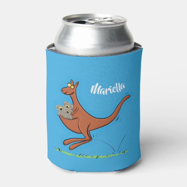 Niedliche Darstellung von Känguru und Koalas-Carto Dosenkühler (Kanne Vorderseite)