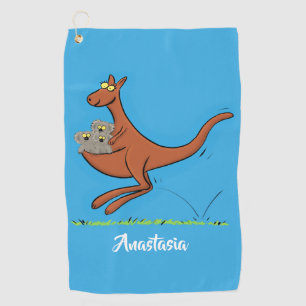 Niedliche Darstellung von Känguru und Koalas-Carto Golfhandtuch
