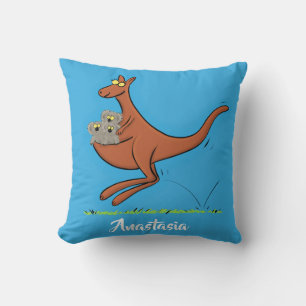 Niedliche Darstellung von Känguru und Koalas-Carto Kissen