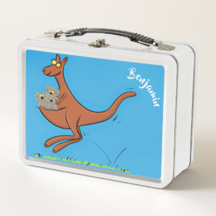 Niedliche Darstellung von Känguru und Koalas-Carto Metall Brotdose