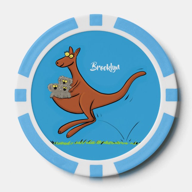 Niedliche Darstellung von Känguru und Koalas-Carto Pokerchips (Vorderseite)