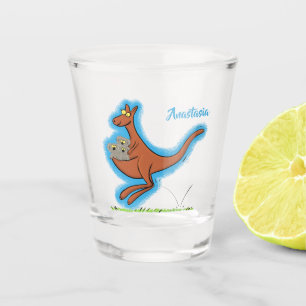 Niedliche Darstellung von Känguru und Koalas-Carto Schnapsglas