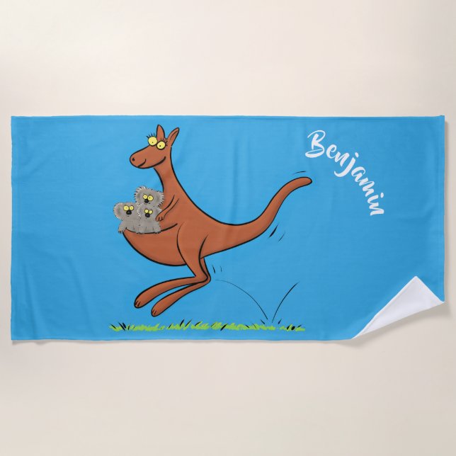 Niedliche Darstellung von Känguru und Koalas-Carto Strandtuch (Vorderseite)