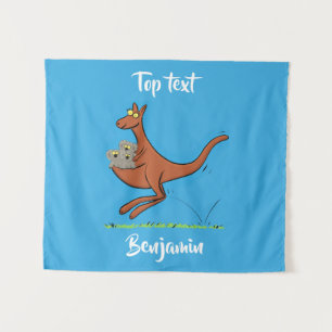Niedliche Darstellung von Känguru und Koalas-Carto Wandteppich