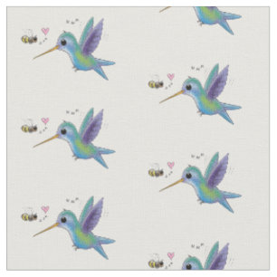 Niedliche Darstellung von Kolibris und Bienen-Cart Stoff