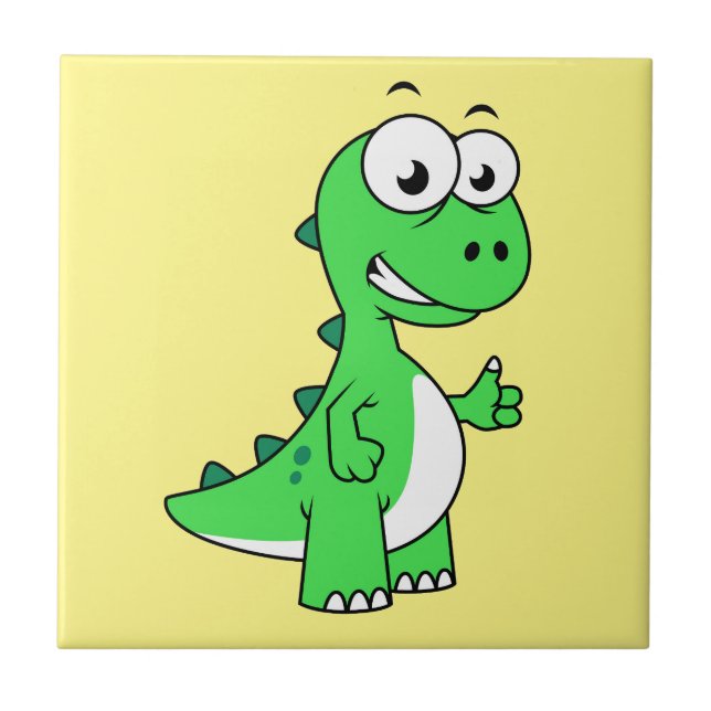 Niedliche Darstellung von Tyrannosaurus Rex. 2 Fliese (Vorderseite)