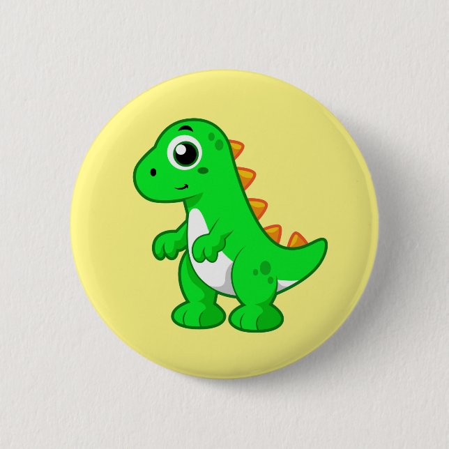 Niedliche Darstellung von Tyrannosaurus Rex. Button (Vorderseite)