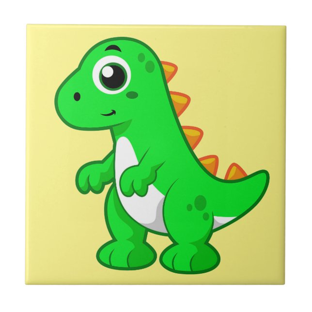 Niedliche Darstellung von Tyrannosaurus Rex. Fliese (Vorderseite)