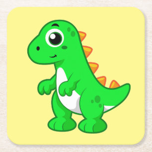 Niedliche Darstellung von Tyrannosaurus Rex. Rechteckiger Pappuntersetzer